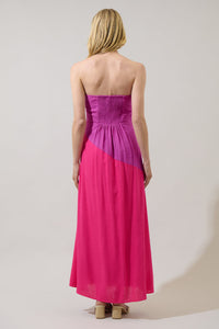 Lunetta Strapless Color Block Maxi Dress