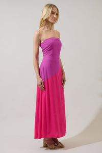 Lunetta Strapless Color Block Maxi Dress