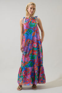 Cindal Floral Kay Halter Neck Maxi Dress