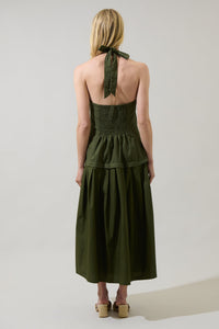 Carine Pleated Halter Midi Dress