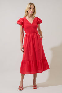 Patte Smocked Midi Dress