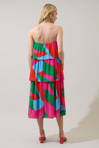 Milton Abstract Moxy Tiered Maxi Dress