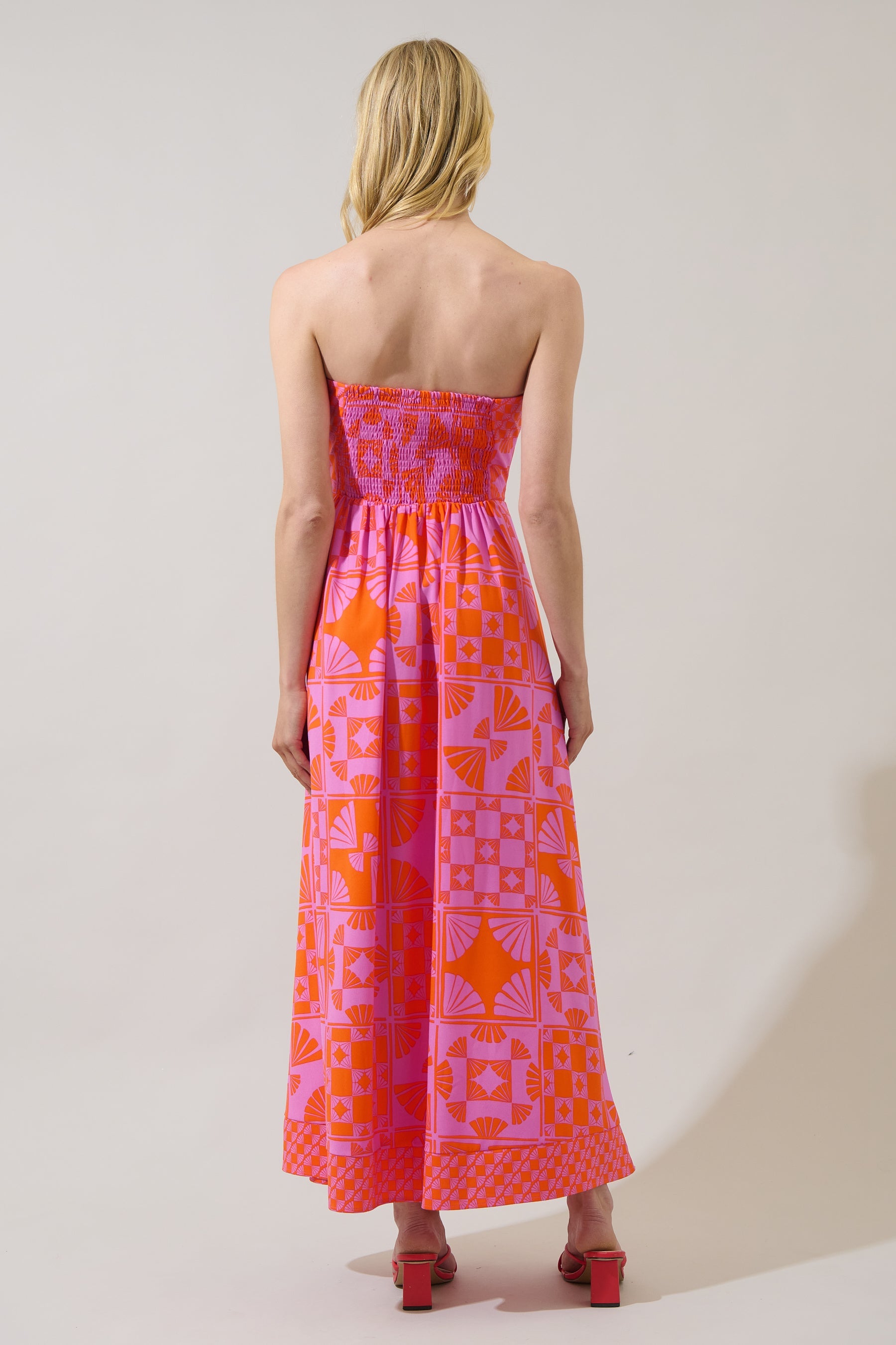 Haines Town Zarie Strapless Maxi Dress ORANGE-MAGENTA / L by Sugarlips Haines Town Zarie Strapless Maxi Dress ORANGE-MAGENTA / L by Sugarlips