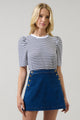 Coretta Stripe Bertha Knit Ruched Top