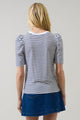 Coretta Stripe Bertha Knit Ruched Top