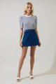 Coretta Stripe Bertha Knit Ruched Top