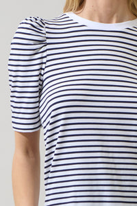Coretta Stripe Bertha Knit Ruched Top