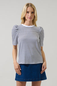 Coretta Stripe Bertha Knit Ruched Top
