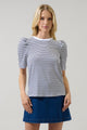 Coretta Stripe Bertha Knit Ruched Top