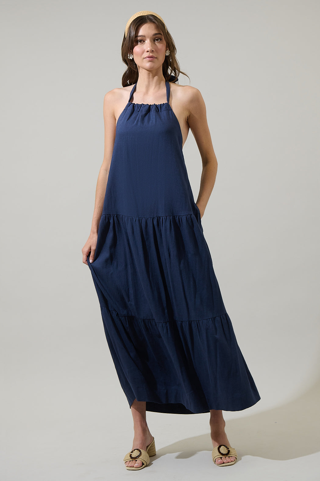Disha Halter Neck Midi Dress NAVY / S by Sugarlips Disha Halter Neck Midi Dress NAVY / S by Sugarlips