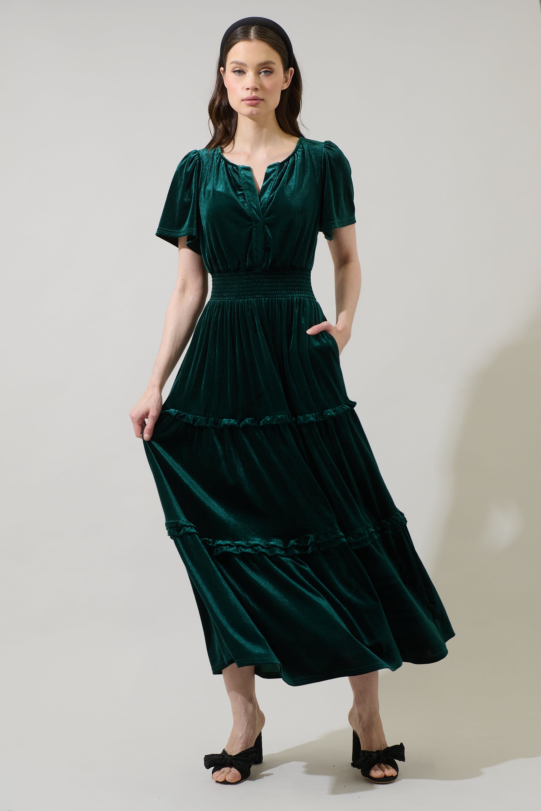 Juliete Velvet Palmer Tiered Maxi Dress Sugarlips Juliete Velvet Palmer Tiered Maxi Dress Sugarlips