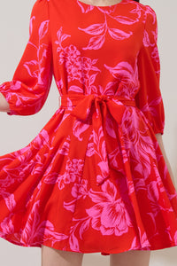 Darline Floral Collins Godet Mini Dress