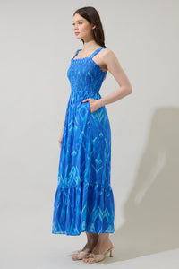 Carys Abstract Delcy Smocked Maxi Dress