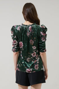 Sharon Floral Velvet Drape Sleeve Top