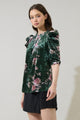 Sharon Floral Velvet Drape Sleeve Top