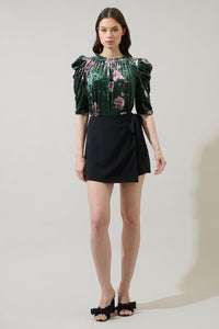 Sharon Floral Velvet Drape Sleeve Top