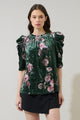 Sharon Floral Velvet Drape Sleeve Top