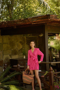 Raelynn Linen Wrap Mini Dress