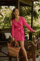 Raelynn Linen Wrap Mini Dress