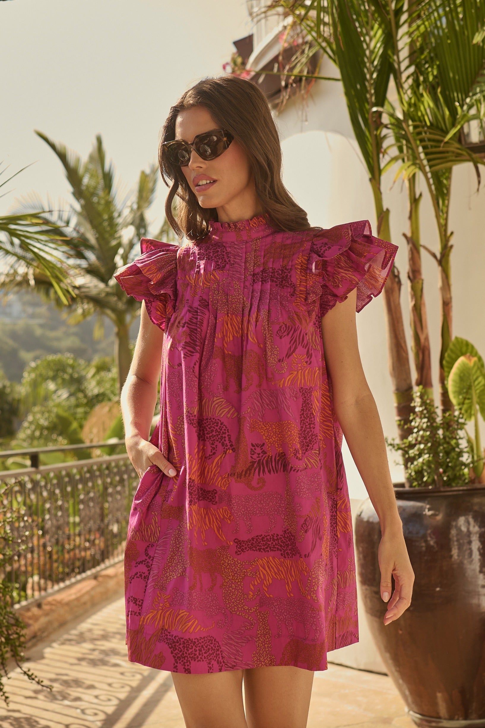 jungle mini dress Lindsey Jungle Print Bead Mini Dress