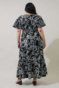 Haylie Floral Palmer Poplin Tiered Maxi Dress Curve