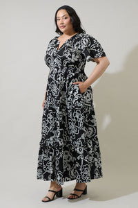 Haylie Floral Palmer Poplin Tiered Maxi Dress Curve