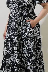 Haylie Floral Palmer Poplin Tiered Maxi Dress Curve