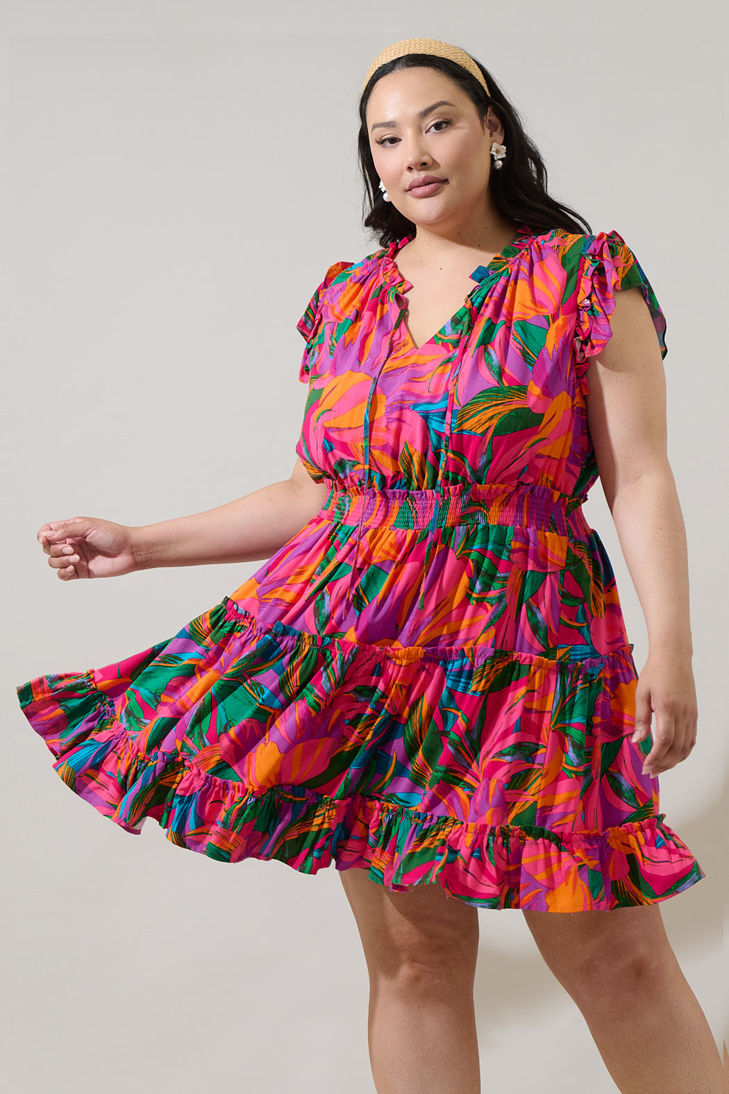 Beal Tropical Toledo Tiered Mini Dress Curve Sugarlips Beal Tropical Toledo Tiered Mini Dress Curve Sugarlips