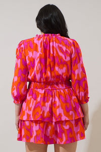 Charly Abstract Starla Smocked Tiered Mini Dress Curve