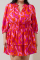 Charly Abstract Starla Smocked Tiered Mini Dress Curve