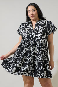 Haylie Floral Empire Tiered Mini Dress Curve
