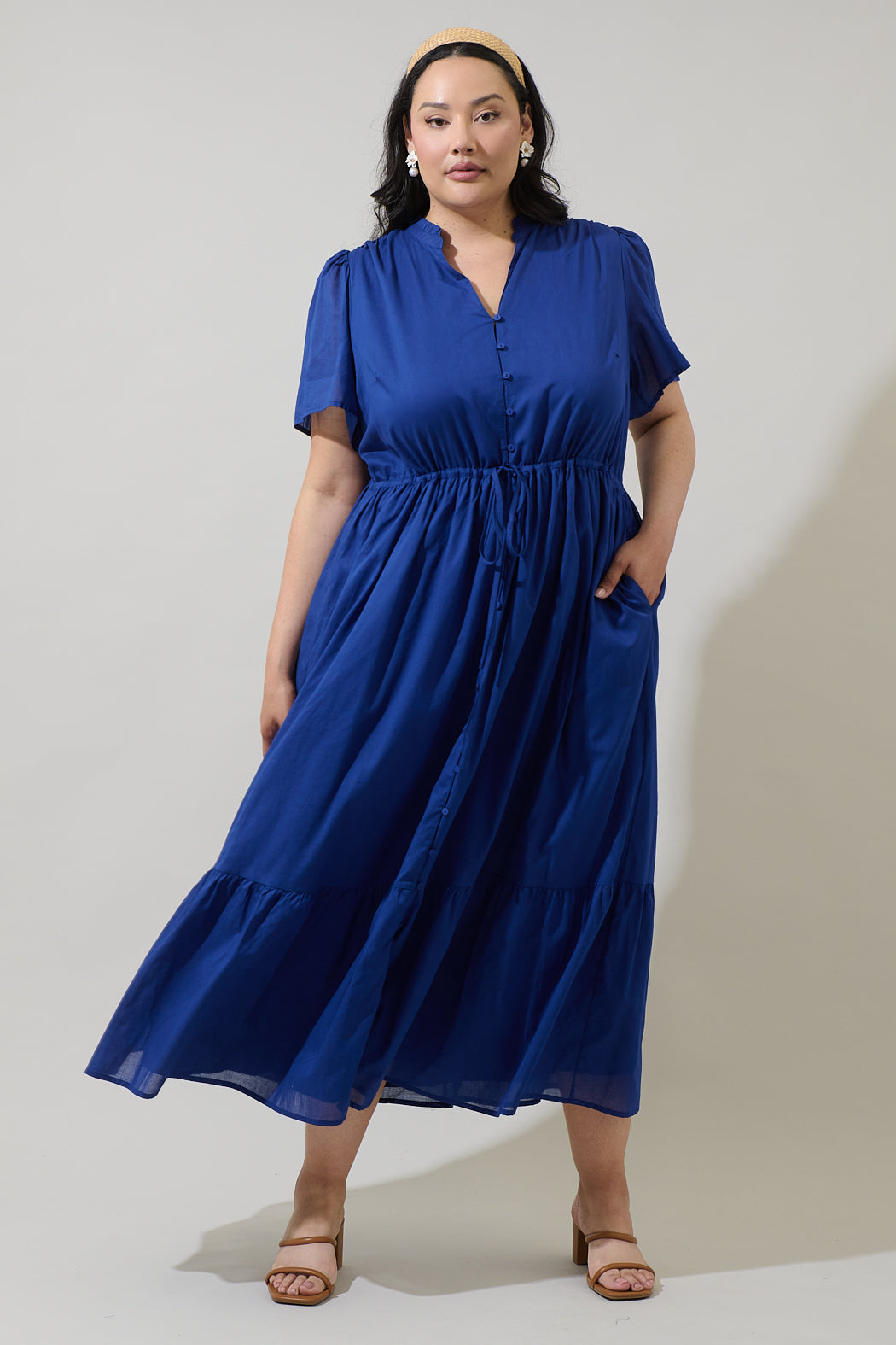 Bluebell Button Down Maxi Dress Curve Sugarlips Bluebell Button Down Maxi Dress Curve Sugarlips