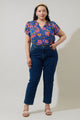 Wendey Floral Montie Ruffle Tie Neck Blouse Curve