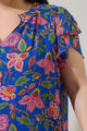 Wendey Floral Montie Ruffle Tie Neck Blouse Curve