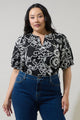 Haylie Floral Neli Split Neck Top Curve