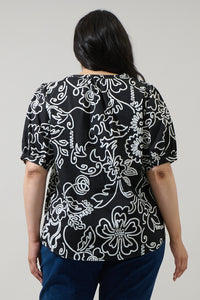 Haylie Floral Neli Split Neck Top Curve