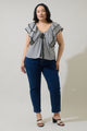 Dovery Gingham Leoti Ruffle Babydoll Top Curve