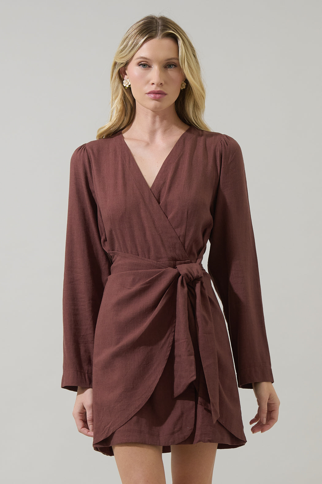linen wrap mini dress & Other Stories | linen wrap mini dress | Black