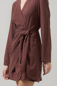 Raelynn Linen Wrap Mini Dress