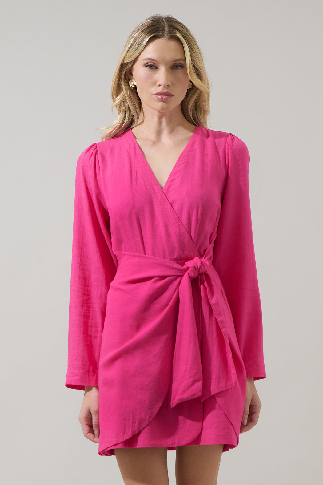 linen wrap dress mini & Other Stories | linen wrap mini dress | Black