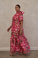 Mersin Floral Dime Organza Mockneck Maxi Dress Curve