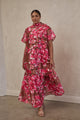 Mersin Floral Dime Organza Mockneck Maxi Dress Curve