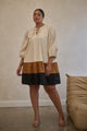Woodlake Color Block Tiered Mini Dress Curve