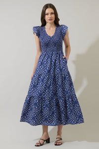 Zenira Paisley Sunfire Tiered Midi Dress
