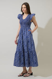 Zenira Paisley Sunfire Tiered Midi Dress
