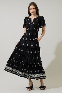 Malya Embroidered Palmer Tiered Maxi Dress