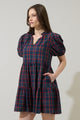 Chapman Plaid Jacey Babydoll Mini Dress