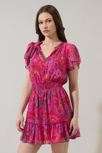 Anais Floral Bumble Ruffle Mini Dress