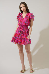 Anais Floral Bumble Ruffle Mini Dress
