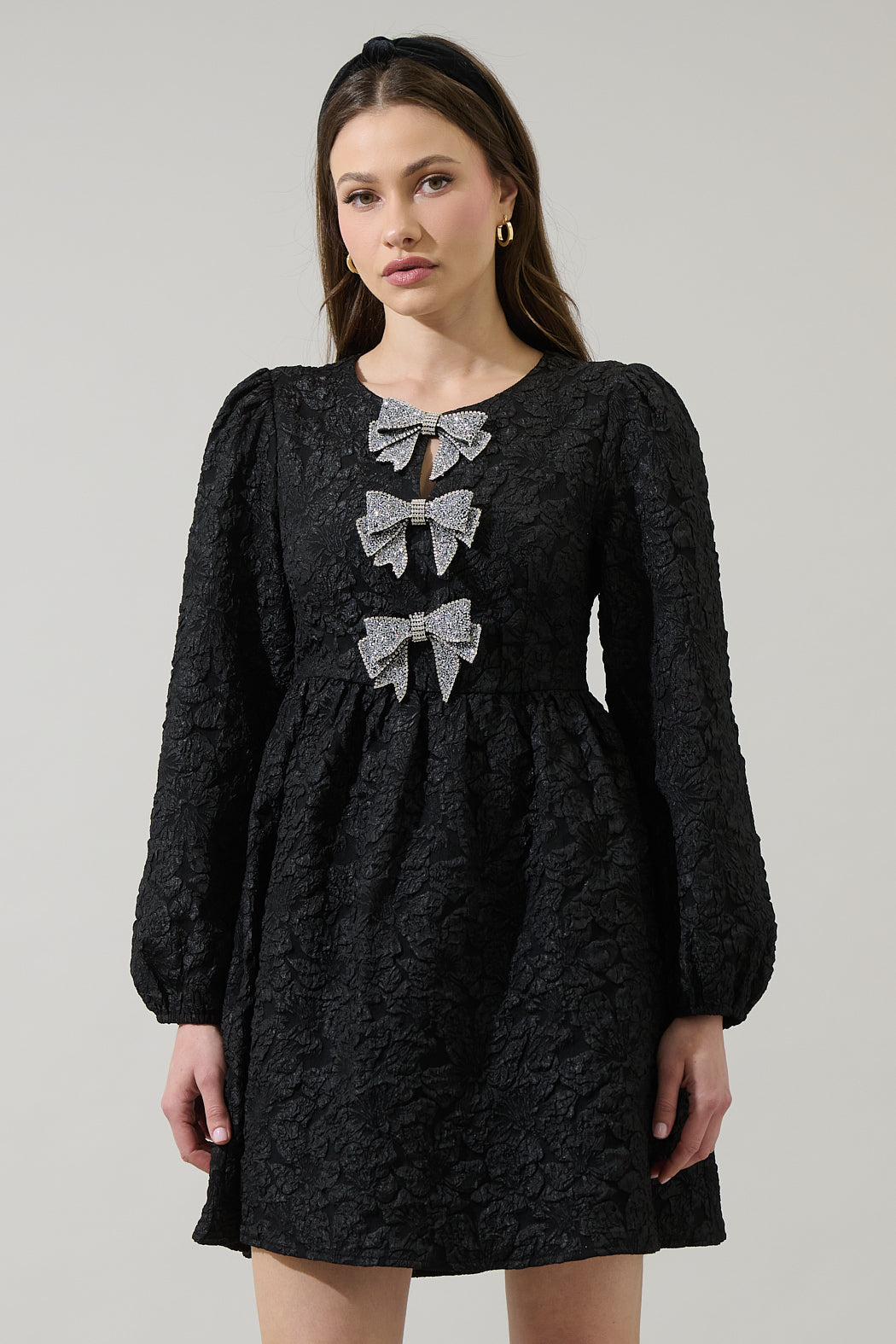 Arielle Jacquard Glow Bow Dress Black / Xs by Sugarlips Arielle Jacquard Glow Bow Dress Black / Xs by Sugarlips